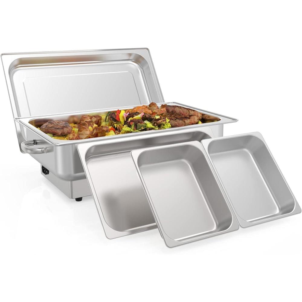 image:imageElectric Chafing Dish Buffet Set 9 QT Buffet Servers and Warmers Stainless Steel Commercial Food Warmer with 1 FullSize Pan amp 2 HalfSize Pan Temperature Control Display for Parties Catering11 Full Size12 Half Size