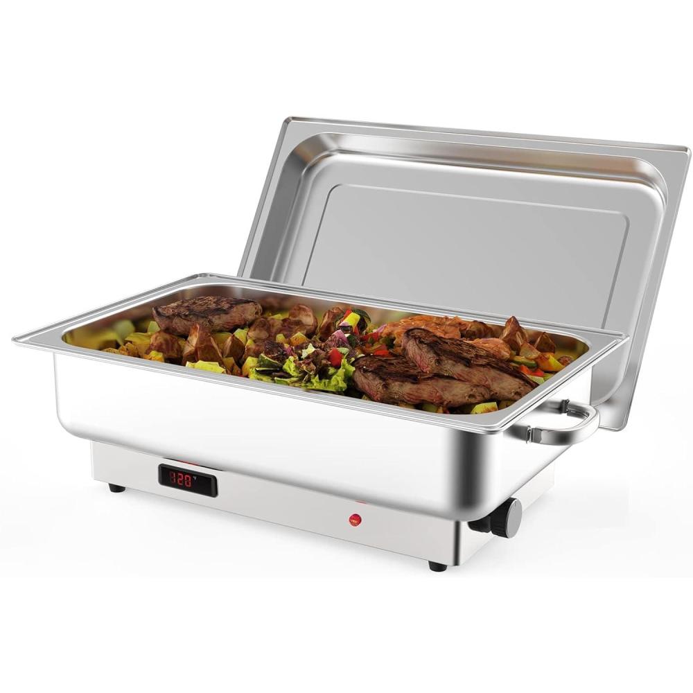 image:imageElectric Chafing Dish Buffet Set 9 QT Buffet Servers and Warmers Stainless Steel Commercial Food Warmer with 1 FullSize Pan amp 2 HalfSize Pan Temperature Control Display for Parties Catering11 Full Size