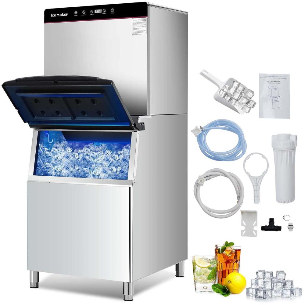 image:imageGARVEE Commercial Ice Maker Machine550lbs24H Ice Production 400lbs Storage Bin Under Counter Ice MachineWaterCooled Ice Maker for RestaurantsBarscafesCoffee ShopsOfficesMedical uses