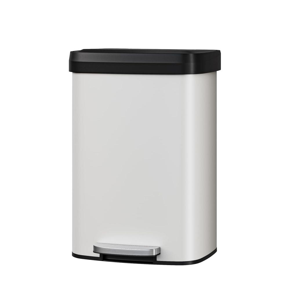 image:imageGarvee 16 gal  60 L Metal Trash Can with Lid Large Garbage Can for Kitchen Rustproof Stepon Kitchen Metal Trash Bin with Liner Rim Rear Handle Soft Close Plastic Lid BlackWhite
