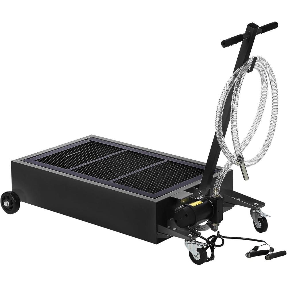 image:imageGarvee 20 Gallon Oil Drain Pan Oil Drain Tank with 12V Electric Pump 76L Low Profile Oil Drain Pan Oil Change Pan with T Foldable Hand and Wheels 8FT Hose Oil Drain Cart for Car SUV TrucksElectric Pump12VBlack