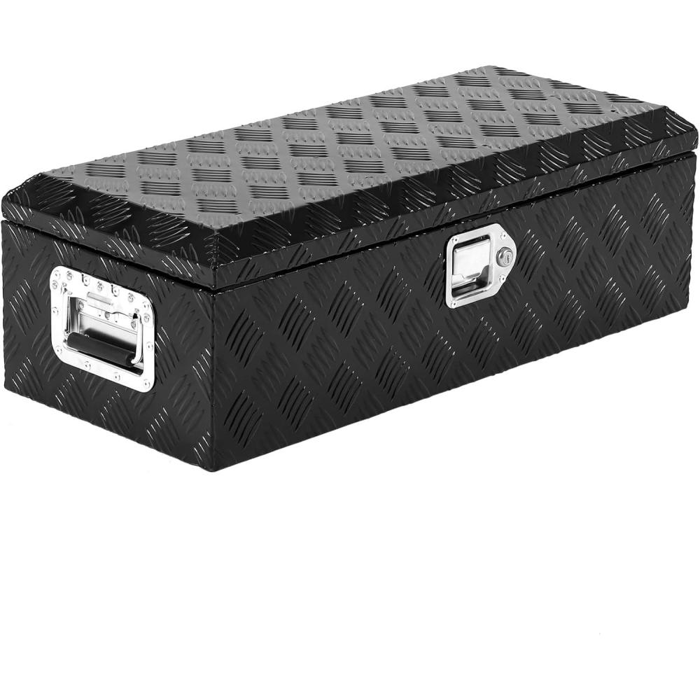 image:imageGarvee 20 Inch Truck Bed Tool Box Heavy Duty Aluminum Diamond Plate Tool Box Chest Waterproof Chest Storage Box with Lock for Trucks Trailers RVs WarehousesBlack
