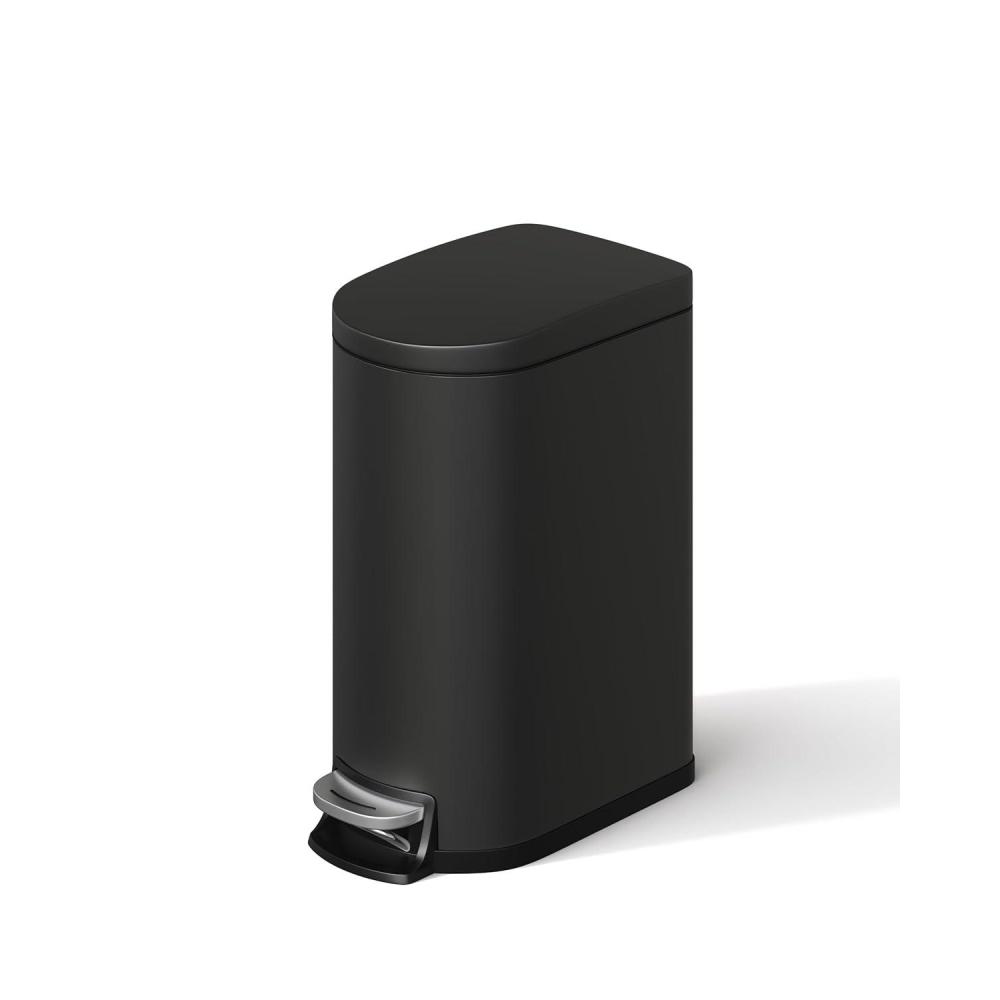 image:imageGarvee 26 gal  10 L Metal Bathroom Trash Can with Lid Slim Waterproof Garbage Can for Bedroom Small Stepon Trash Bin with Inner Bucket Rear Handle Soft Close Lid BlackBlack
