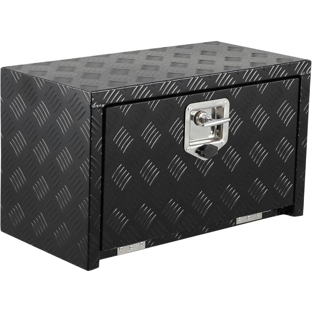 image:imageGarvee 48 in Heavy Duty Aluminum Tool Underbody Box Waterproof Square Truck Storage Organizer Chest for Pick Up Truck Bed Rv Trailer 48 X 18 X 18  Sliver24 X 14 X 16  Black