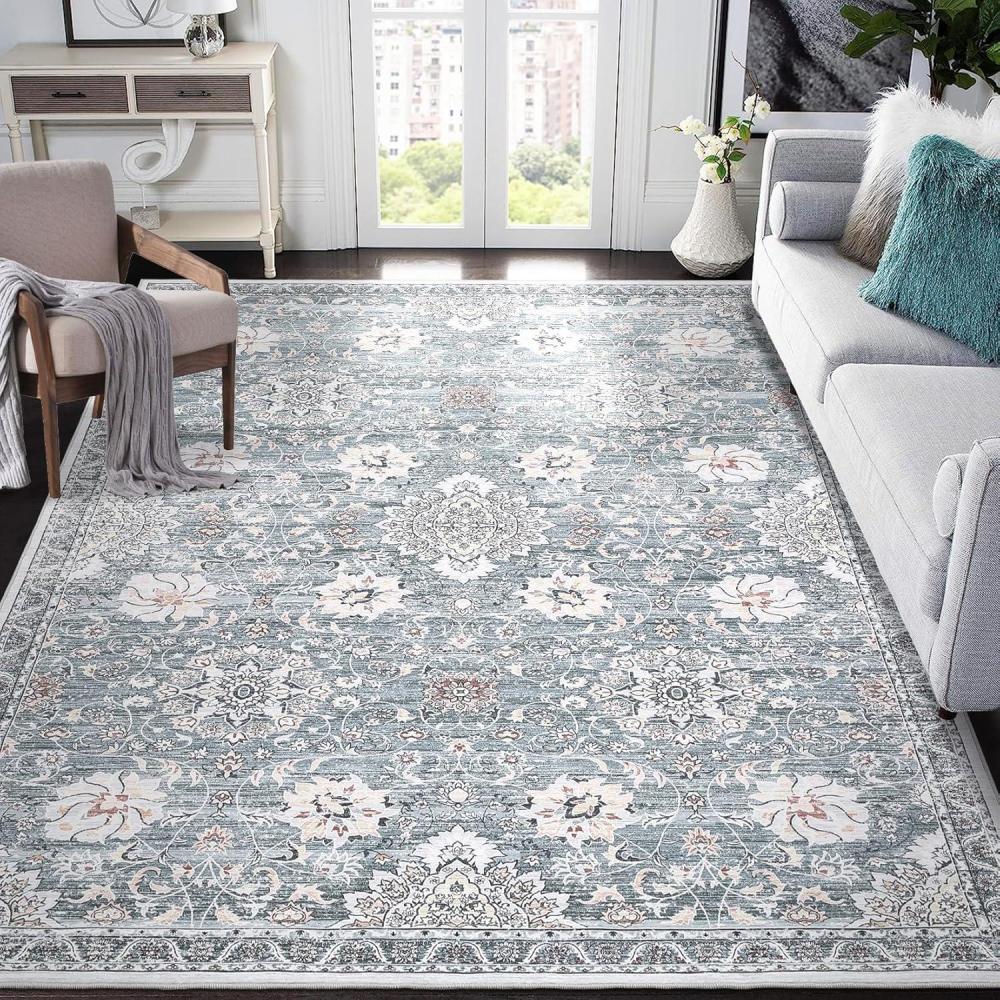 image:imageGarvee 5x7 Bedroom Rugs Non Slip Washable Rugs for Living Room Modern Striped Area Rug for Dining Room Stain Resistant Area Rug for Classroom Office Blue and OrangeBlue Grey