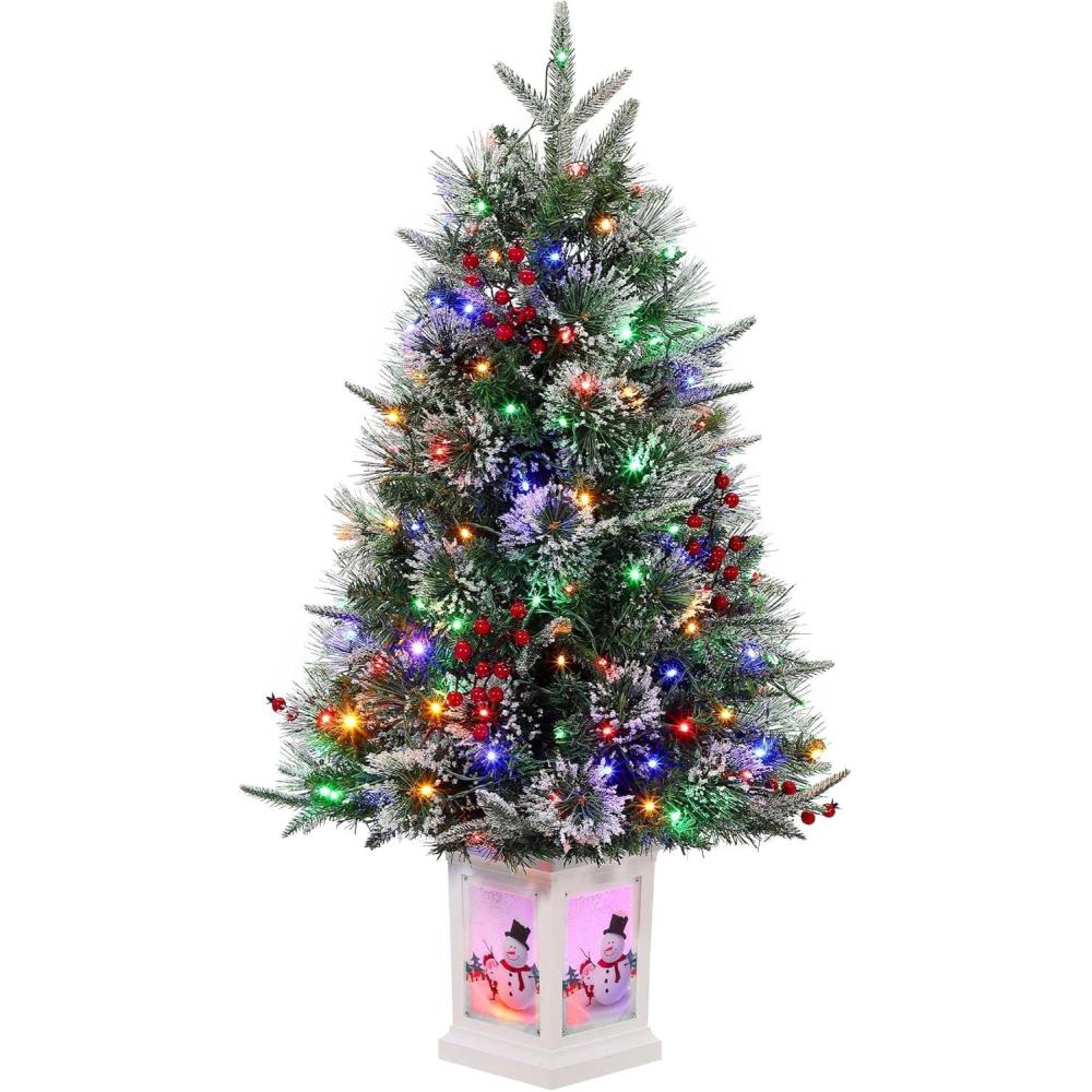 image:imageGarvee 6 ft Christmas Tree 6 ft Artificial Prelit Slim Pencil Tree with Warm White Lights amp Metal Stand Easy Assemble Xmas Decor for Home Party Office Mall Holiday DecorationGreen Tree  White Base