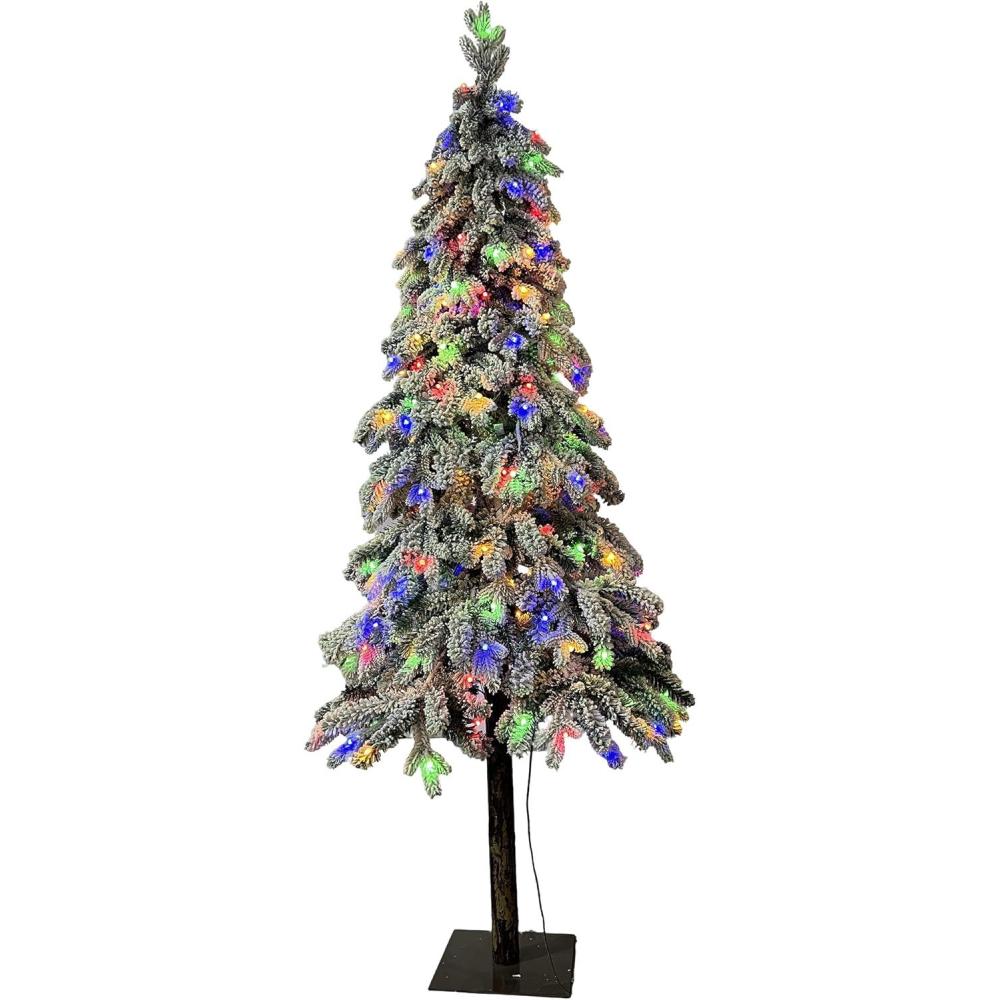 image:imageGarvee 6Ft Artificial Christmas Tree Prelit Snow Flocked Xmas Tree with 458 PE Branch Tips 200 Colorful Lights Metal Stand Full amp Realistic Appearance for Christmas Decor5ft 10in