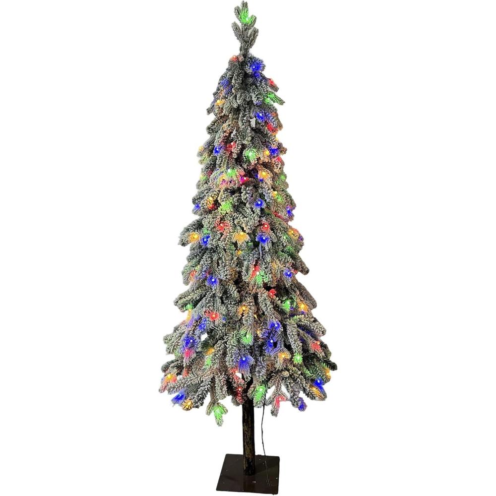 image:imageGarvee 6Ft Artificial Christmas Tree Prelit Snow Flocked Xmas Tree with 458 PE Branch Tips 200 Colorful Lights Metal Stand Full amp Realistic Appearance for Christmas Decor6ft 10in