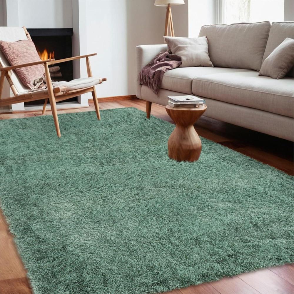 image:imageGarvee 8x10 Area Rug for Living Room Fluffy Shag Soft Washable Rugs Large Fuzzy Plush Indoor Carpet for Bedroom Nursery Playroom Kids Girls Boys Room BlackSage Green
