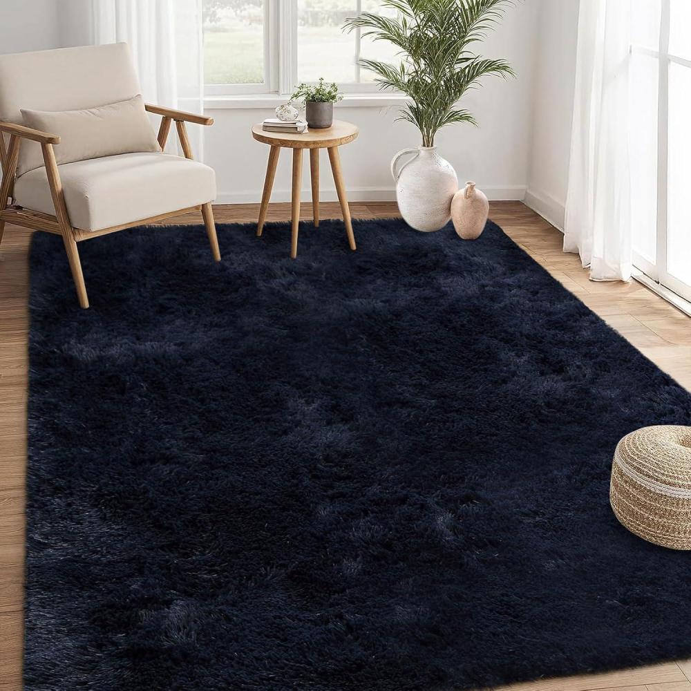 image:imageGarvee 8x10 Area Rug for Living Room Fluffy Shag Soft Washable Rugs Large Fuzzy Plush Indoor Carpet for Bedroom Nursery Playroom Kids Girls Boys Room BlackDark Navy