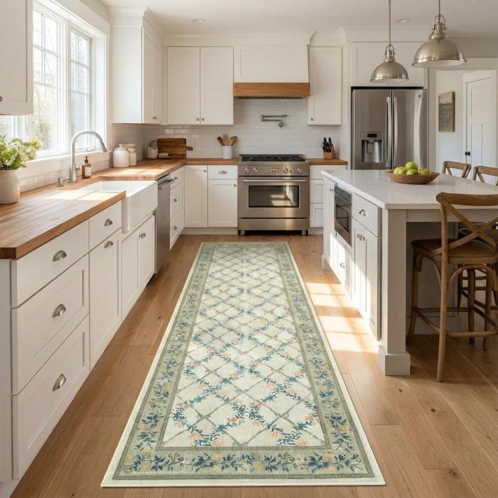 image:imageGarvee 8x10 Area Rugs Washable Rugs for Living Room Modern Solid Minimalist Border Rug Soft Bedroom Rug Non Slip Floor Cover Stain Resistant Throw Carpet for Dining Room Apartment NurseryBlackGreyFloral  Green