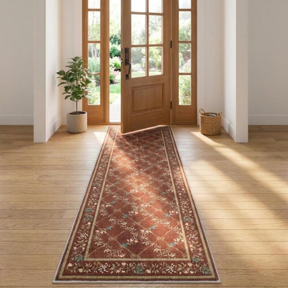 image:imageGarvee 8x10 Area Rugs Washable Rugs for Living Room Modern Solid Minimalist Border Rug Soft Bedroom Rug Non Slip Floor Cover Stain Resistant Throw Carpet for Dining Room Apartment NurseryBlackGreyFloral  Red