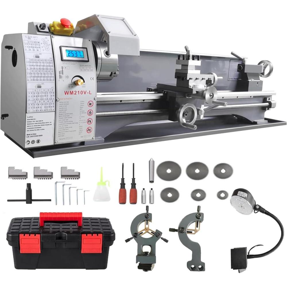 image:imageGarvee 9 in x 24 in Metal Lathe Machine 02500 RPM Variable Speed 1100W Benchtop Lathe with 5 in 3Jaw Chuck Precision Lathe Machine with Metal Gears and Tool Box for Metal Turning