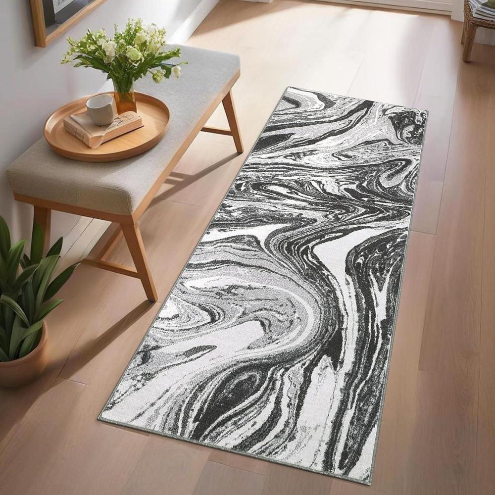 image:imageGarvee 9x12 Area Rug Washable Rugs for Living Room Modern Abstract Rug Modern Abstract Area Rugs Stain Resistant Throw Carpet NonSlip Soft Floor Mat for Nursery Home Office Dining RoomBlueGreywave