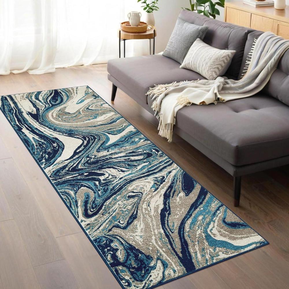 image:imageGarvee 9x12 Area Rug Washable Rugs for Living Room Modern Abstract Rug Modern Abstract Area Rugs Stain Resistant Throw Carpet NonSlip Soft Floor Mat for Nursery Home Office Dining RoomBlueGreenwave