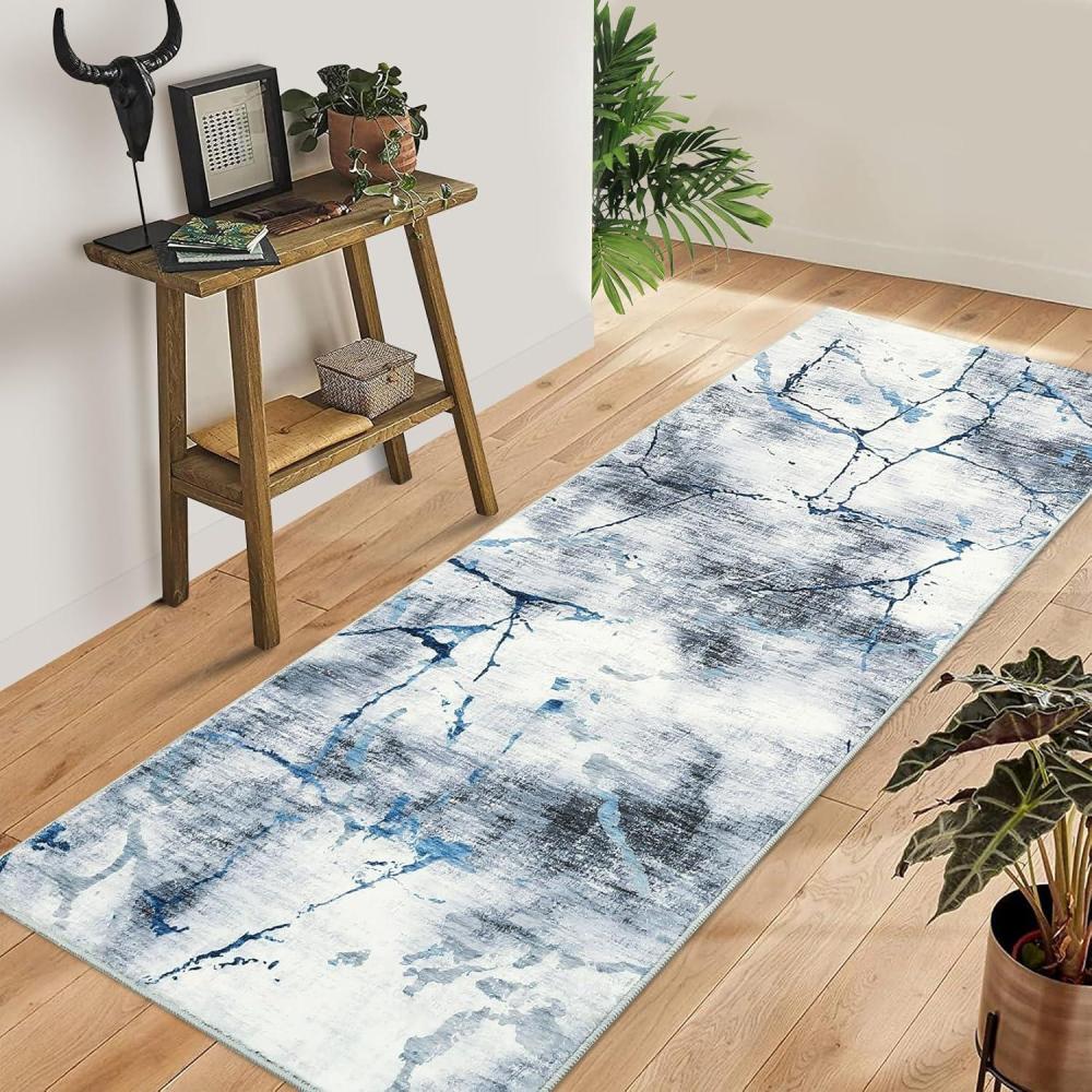 image:imageGarvee Area Rug 5x7 Machine Washable Rugs Non Slip Low Pile Abstract Print Modern Carpet Stain Resistant Non Shedding Accent Rugs for Living Room Bedroom Dining Room RedArtisticblue