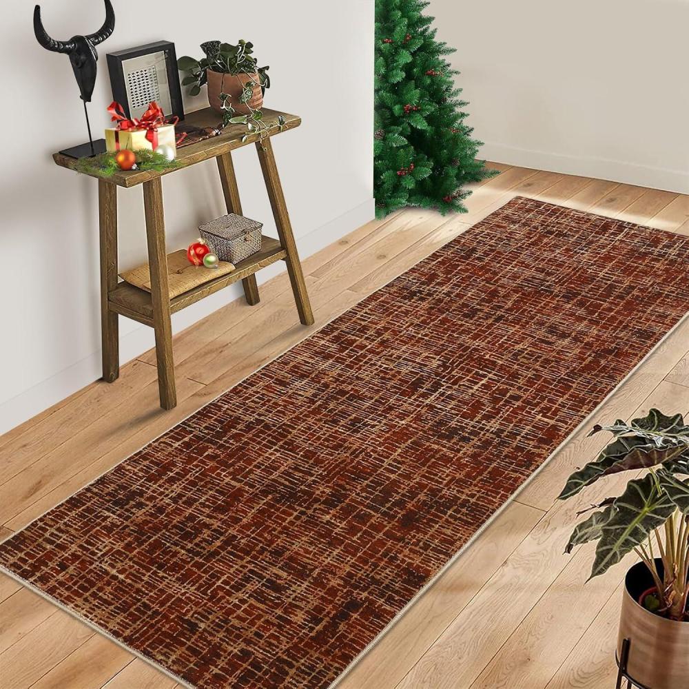 image:imageGarvee Area Rug 5x7 Machine Washable Rugs Non Slip Low Pile Abstract Print Modern Carpet Stain Resistant Non Shedding Accent Rugs for Living Room Bedroom Dining Room RedPlaidred