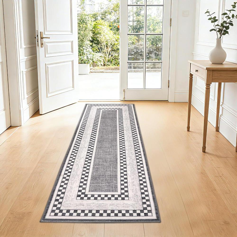 image:imageGarvee Area Rug 5x7 No Slip Washable Modern Checkered Pattern Area Rug LowPile Design Rug Under Bed Carpet for Living Room Bedroom Dining Room GreyGrey