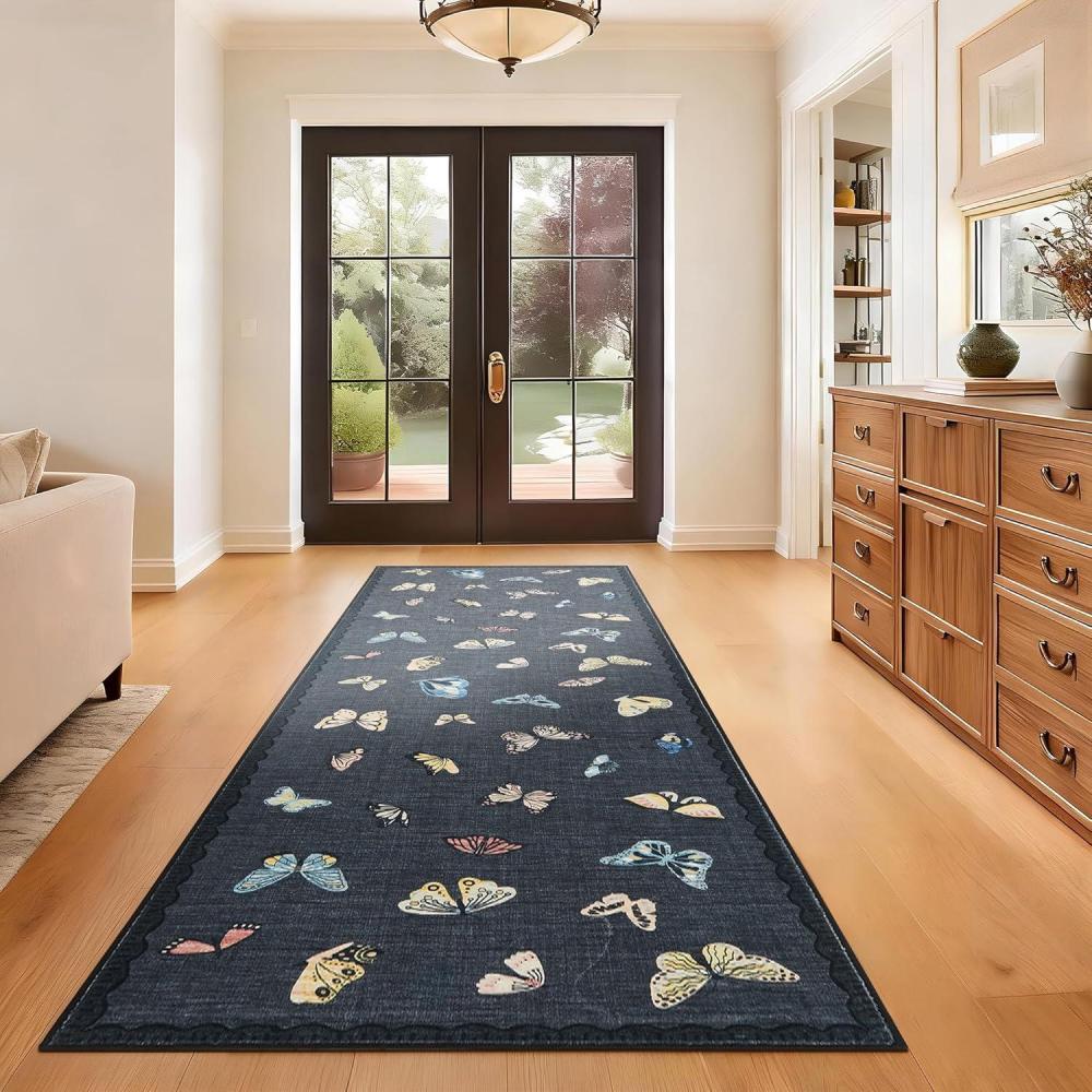 image:imageGarvee Area Rug 9x12 No Slip Washable Modern Butterfly Pattern Area Rug LowPile Design Rug Under Bed Carpet for Living Room Bedroom Dining Room BlackBlack