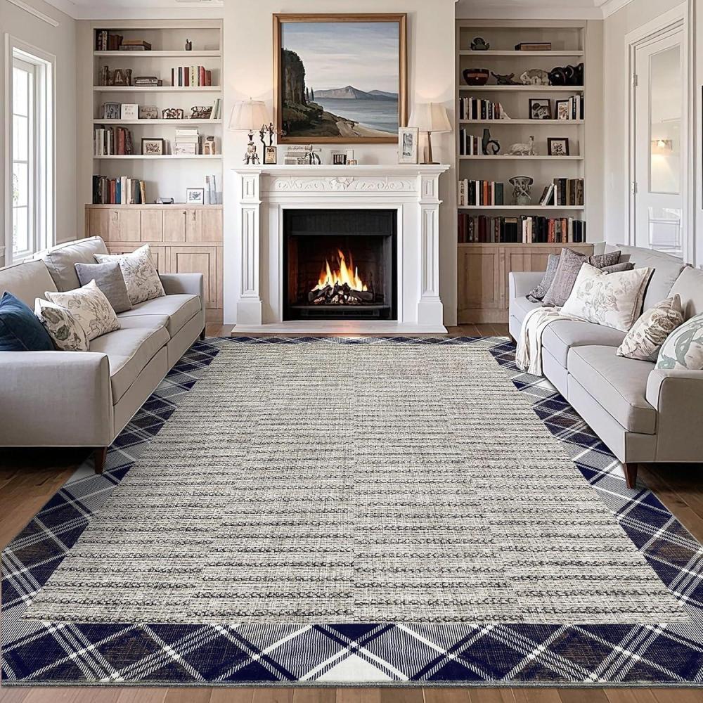image:imageGarvee Extra Large Carpet Rug 10x13 Washable Rug with Braided Print for Living Room Bedroom Foldable NonSlip LowPile Stain Resistant Carpet for Playroom Dinning Room Apartment BrownWide Bordertaupe