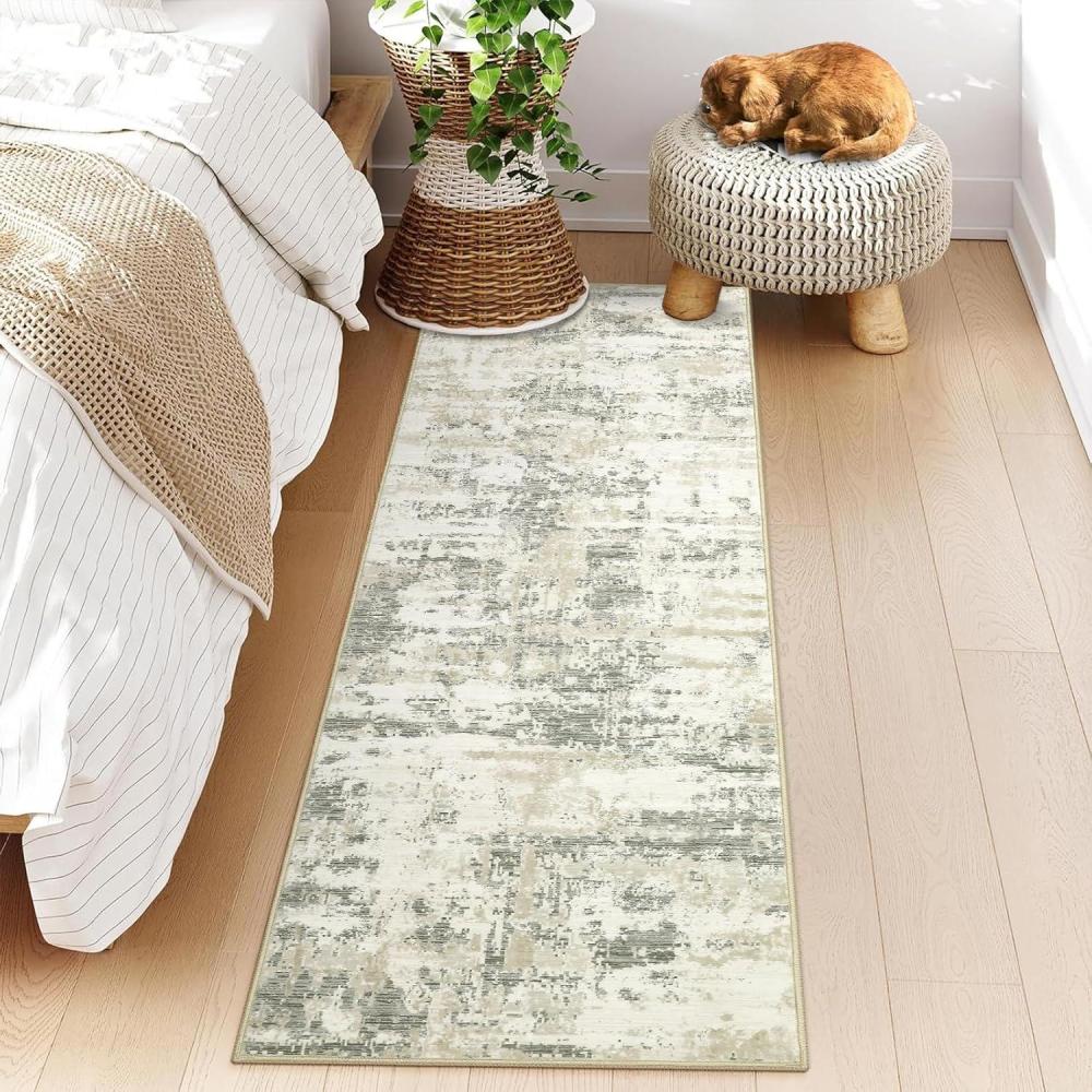 image:imageGarvee Modern Abstract Washable Area Rug 5x7 for Living Room Indoor Contemporary Floor Carpet Soft Low Pile Dining Room Mat Non Slip Foldable Thin Rugs for Bedroom Office Black GreyBeige