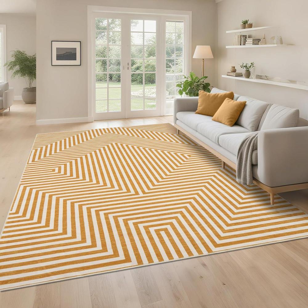 image:imageGarvee Washable 8x10 Area Rugs for Living Room Boho Orange Large Rug UltraThin Soft Abstract Rug Non Shedding Bedroom Floor Covers Modern Indoor Accent Carpet for Dining Room Nursery Orange