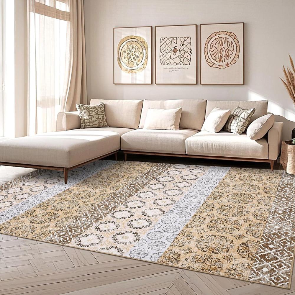 image:imageGarvee Washable Rug 9x12 Living Room Rug Modern Abstract Rugs with Non Slip Backing Non Shedding Low Pile Throw Mats Contemporary Foldable Floor Carpet for Dining Room Bedroom Office CoffeeModerncoffee