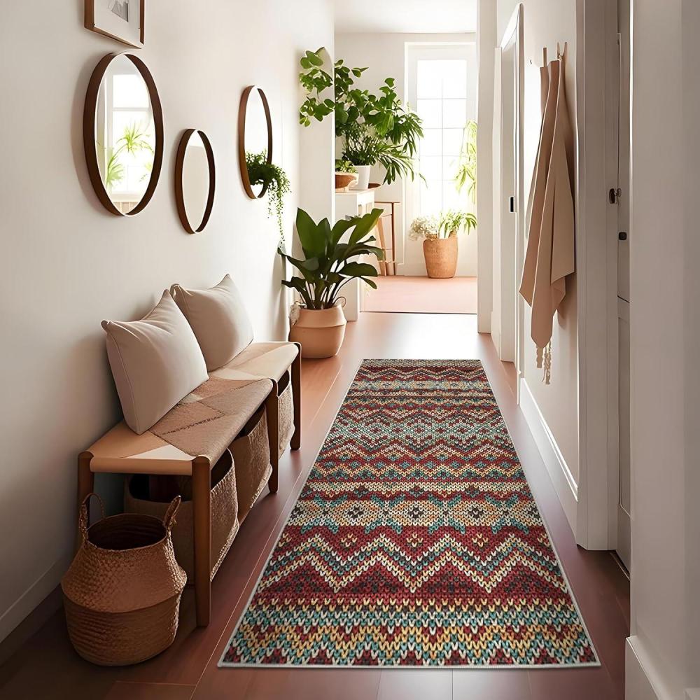 image:imageGarvee Washable Rug 9x12 Living Room Rug Modern Abstract Rugs with Non Slip Backing Non Shedding Low Pile Throw Mats Contemporary Foldable Floor Carpet for Dining Room Bedroom Office CoffeeContemporaryred