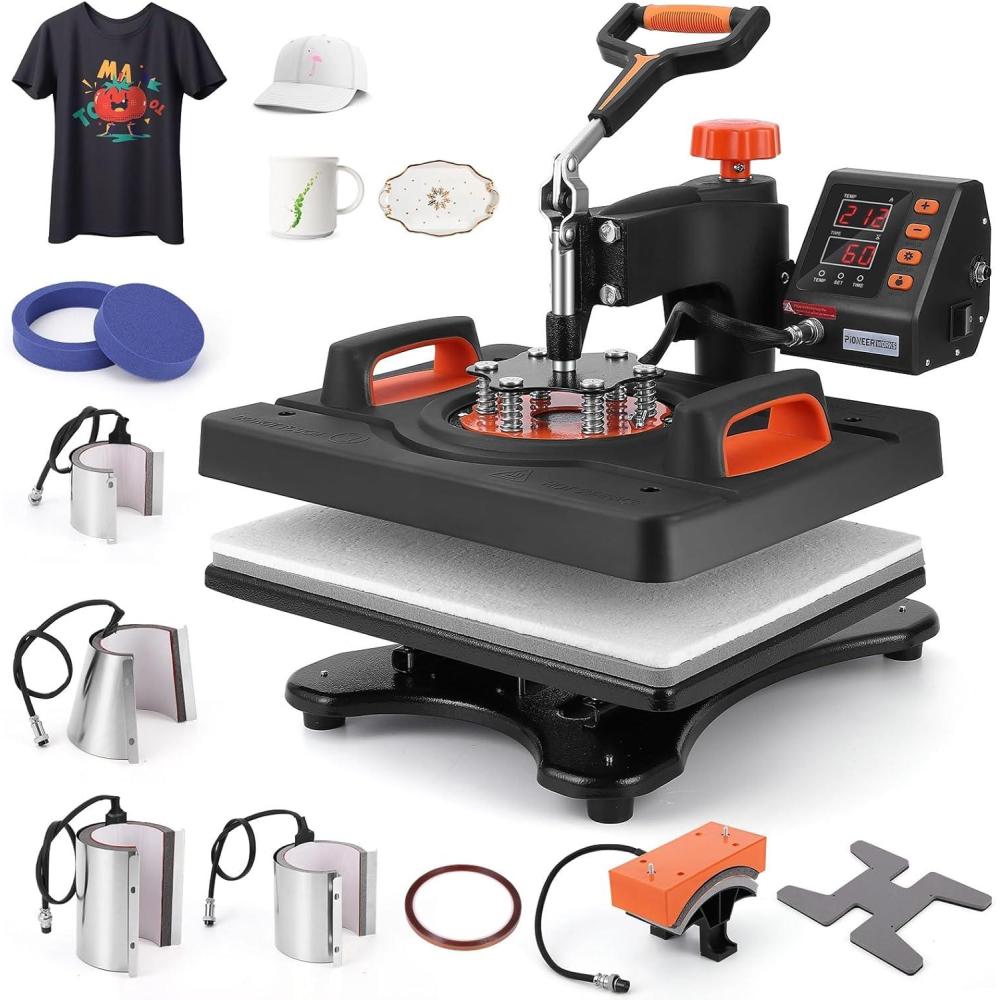 image:imageHeat Press Machine 12 x 15 in 9 in 1 Heat Press 800W Sublimation Machine 360 Rotation Swing Away Shirt Printing Machine DualTube Heating for DIY TShirt Hat Mug Plate