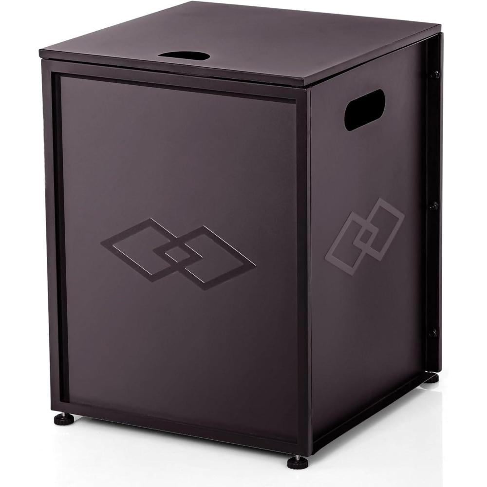 image:imagePropane Metal Tank Cover Table 16 in for Gas Fire Pits Hides Any Standard 20 LB Propane Tanks Hideaway Table with Side HandlesBrown