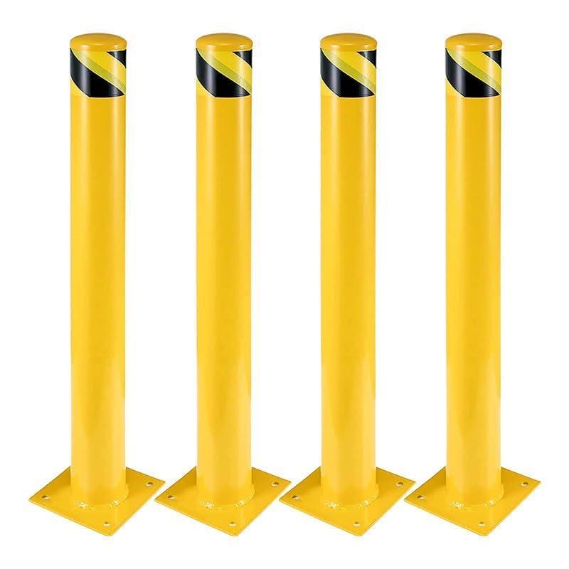 image:imageSafety Bollard Towallmark 4 Packs 48 in Height Bollard Post 45 in Diameter Yellow Safety Steel Bollard Post with 8 Anchor Bolts for Traffic Control Driveway Barrier Parking Pole