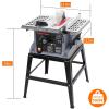 10in Table Saw, 1800W 5000RPM Portable Table Saw with Stand & Safety Switch, Push Stick, 90°Cross Cut & 0-45°Cutting, Multifunctional Table Saw for Woodworking, DIY Working