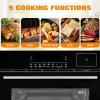 24 in Electric Single Wall Oven, 2.5Cu.ft with 8 Baking Modes, 70 L Electric Convection Oven, with Air Frying Function, 3000 w, 3D Surround Heating with Double-Layered Glass Door, Timer, Touch Control