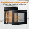 24 in Electric Single Wall Oven, 2.5Cu.ft with 8 Baking Modes, 70 L Electric Convection Oven, with Air Frying Function, 3000 w, 3D Surround Heating with Double-Layered Glass Door, Timer, Touch Control