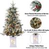 3 ft Christmas Tree, Pre-Lit Artificial Christmas Tree with 78 Warm White Lights, 1 PCS Snow Flocked Tree with White Snowflake Base, Battery Operated, Timer Function, for Home Christmas Decor(Green)