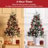 3 ft Christmas Tree, Pre-Lit Artificial Christmas Tree with 78 Warm White Lights, 1 PCS Snow Flocked Tree with White Snowflake Base, Battery Operated, Timer Function, for Home Christmas Decor(Green)