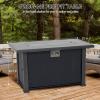 44 in Propane Fire Pit Table, 50000BTU Rectangle Fire Table with Cover & Rain Cover, Sturdy Steel and Iron Fence Surface, CSA Safety Certified, Companion for Your Garden