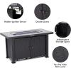 44 in Propane Fire Pit Table (Double Door), 50000BTU Rectangle Fire Table with Cover & Rain Cover, Sturdy Steel and Iron Fence Surface, CSA Safety Certified, Companion for Your Garden