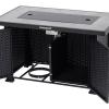 44 in Propane Fire Pit Table (Double Door), 50000BTU Rectangle Fire Table with Cover & Rain Cover, Sturdy Steel and Iron Fence Surface, CSA Safety Certified, Companion for Your Garden