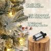 4.5 ft Prelit Artificial Christmas Trees with 200 Warm Lights & 20 Clusters Red Berry, Artificial Potted Xmas Tree with 8 Lighting Modes, Snowman Base, Holiday Decor, Set of 1(Green)