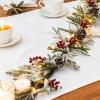 6 FT Pre-lit Christmas Garland with 20 LED Lights & 8 Modes, Artificial Green Rattan Garland with Snow Frost, Pine Cones, Red Berries for Fireplace Mantle, Front Porch, Indoor Outdoor Holiday Decor(White)