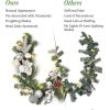 6 FT Pre-lit Christmas Garland with 20 LED Lights & 8 Modes, Artificial Green Rattan Garland with Snow Frost, Pine Cones, Red Berries for Fireplace Mantle, Front Porch, Indoor Outdoor Holiday Decor(Silver)