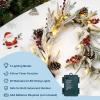 6 FT Pre-lit Christmas Garland with 20 LED Lights & 8 Modes, Artificial Green Rattan Garland with Snow Frost, Pine Cones, Red Berries for Fireplace Mantle, Front Porch, Indoor Outdoor Holiday Decor(White)