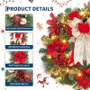6 ft Pre Lit Christmas Garland for Mantle, Xmas Holiday Garlands with 20 Warm White LED Lights, Silver Bows & Pine Cones, Indoor Outdoor Christmas Decoration for Fireplace(Red & Gold)
