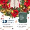 6 ft Pre Lit Christmas Garland for Mantle, Xmas Holiday Garlands with 20 Warm White LED Lights, Silver Bows & Pine Cones, Indoor Outdoor Christmas Decoration for Fireplace(Red & Gold)