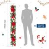 6 ft Pre Lit Christmas Garland for Mantle, Xmas Holiday Garlands with 20 Warm White LED Lights, Silver Bows & Pine Cones, Indoor Outdoor Christmas Decoration for Fireplace(Red & Gold)