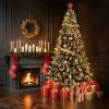 6.5 FT Pre-Lit Pencil Christmas Tree – 300 Warm White Lights, Auto-Hinged Expansion, Foldable Metal Stand, PE & PVC Construction – for Porch, Party, Office, and Home Decor(Classic Green-ⅱ)