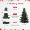 6.5 FT Pre-Lit Pencil Christmas Tree – 300 Warm White Lights, Auto-Hinged Expansion, Foldable Metal Stand, PE & PVC Construction – for Porch, Party, Office, and Home Decor(Classic Green)