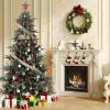 6.5 FT Pre-Lit Pencil Christmas Tree – 300 Warm White Lights, Auto-Hinged Expansion, Foldable Metal Stand, PE & PVC Construction – for Porch, Party, Office, and Home Decor(Classic Green)