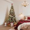 6.5 FT Pre-Lit Pencil Christmas Tree – 300 Warm White Lights, Auto-Hinged Expansion, Foldable Metal Stand, PE & PVC Construction – for Porch, Party, Office, and Home Decor(Classic Green-ⅱ)